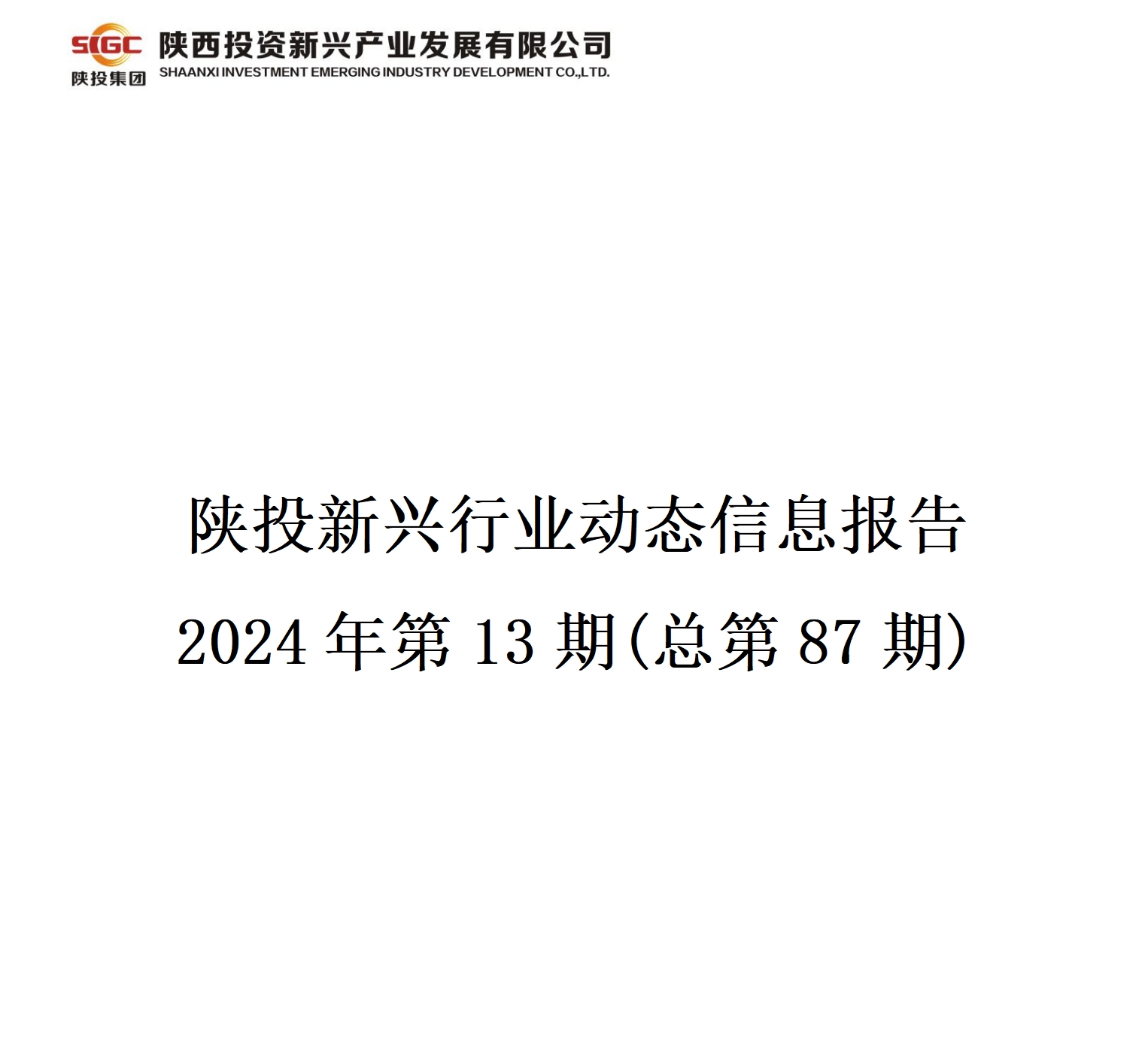 陜投新興行業動態信息報告  2024年第13期(總第87期)